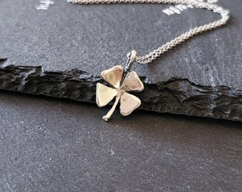 Sterling Silver Lucky Four Leaf Clover Charm Necklace