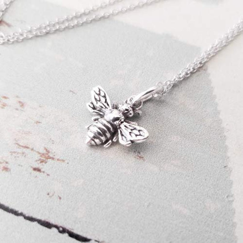 Sterling Silver Tiny Bumble Bee Charm Necklace image 3