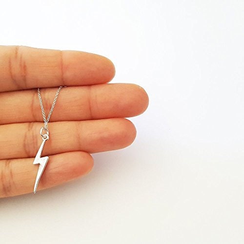 Lightning Bolt Necklace in Sterling Silver Lightning Bolt Etsy