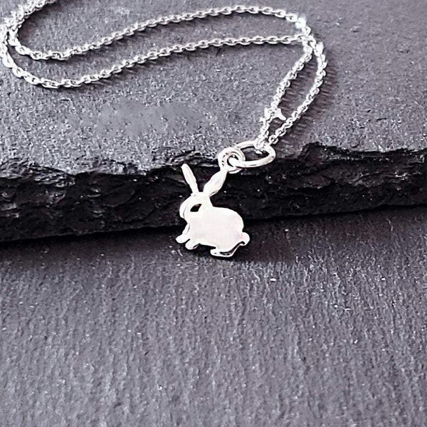 Sterling Silver Tiny Cutout Bunny Rabbit Necklace