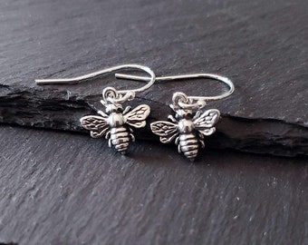 Sterling Silver Tiny Bumble Bee Earrings