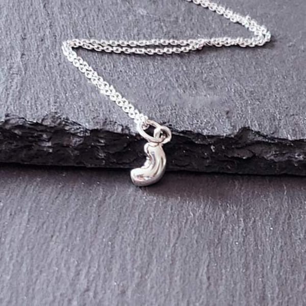 Bean Charm Sterling Silver Necklace (tiny size)