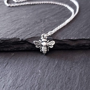 Sterling Silver Tiny Bumble Bee Charm Necklace