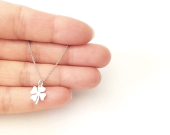 Sterling Silver Lucky Four Leaf Clover Charm Necklace