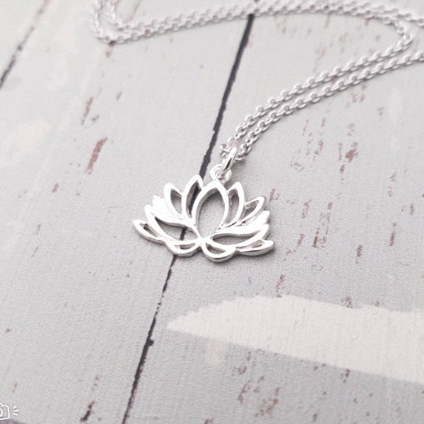Sterling Silver Lotus Flower Charm Necklace