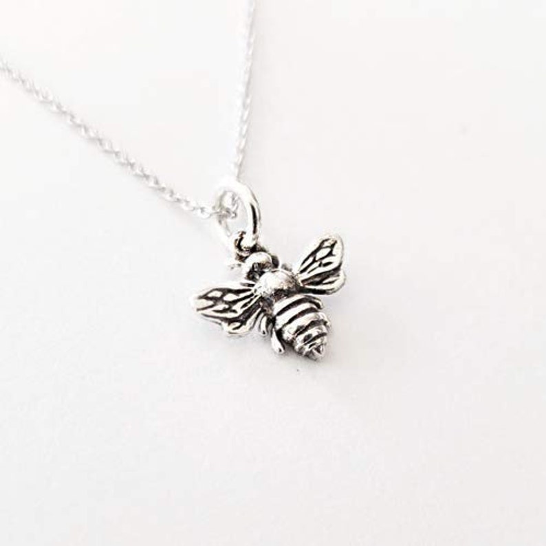 Sterling Silver Tiny Bumble Bee Charm Necklace image 5