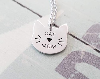 Sterling Silver Cat Mom Charm Necklace