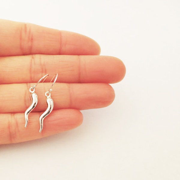 Sterling Silver Italian Horn Earrings