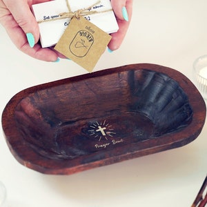 Prayer Dough Bowl | Prayer Bowl with Prayer Cards | Religious Gifts Farmhouse Rustic Décor