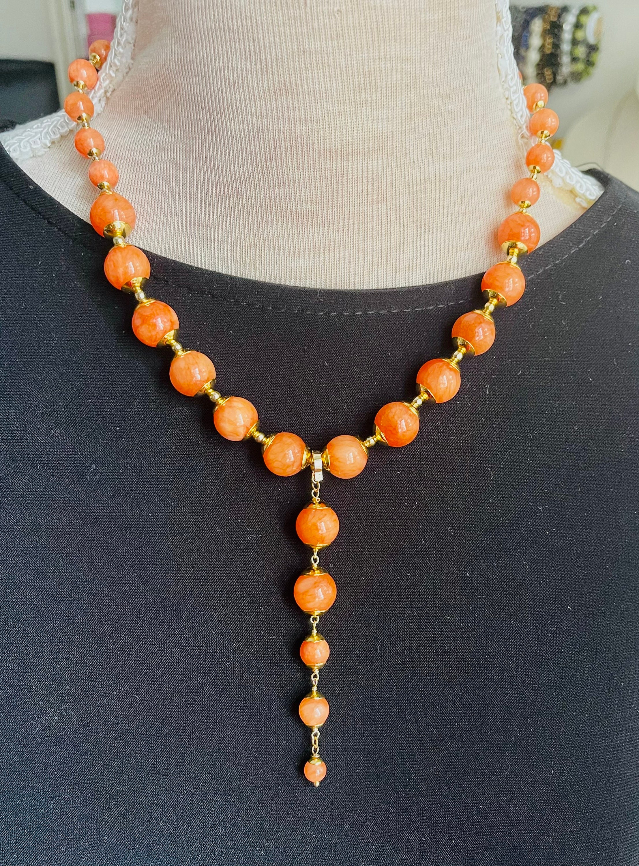 Orange jade necklace discount