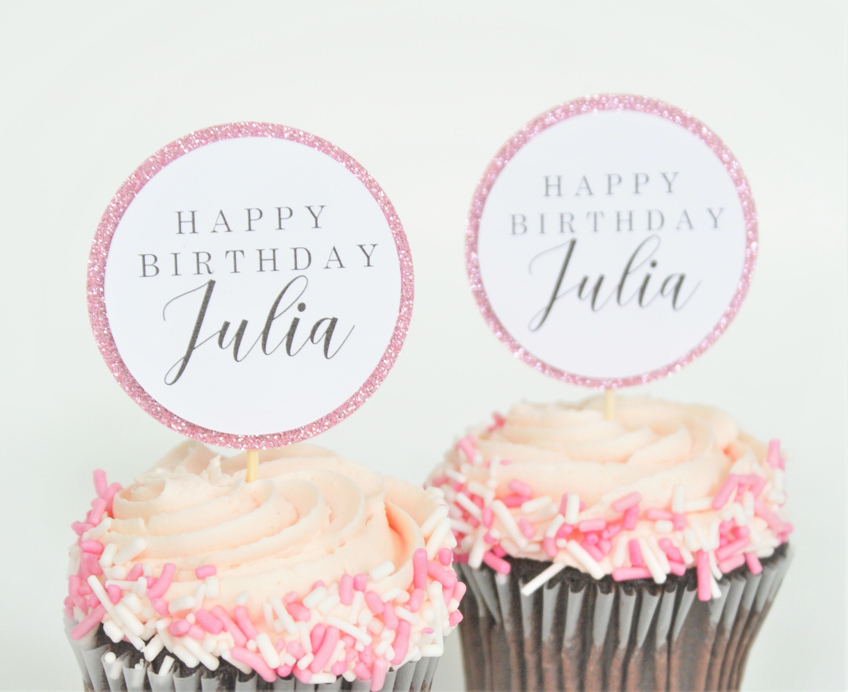 Custom Birthday Cupcake Toppers Birthday Decorations Custom Etsy
