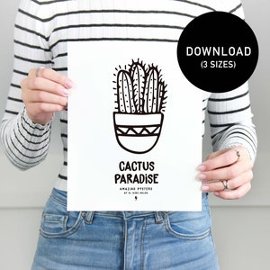 Cactus illustration poster for printing. Download picture illustration botanical cactus immediately. Vol 2