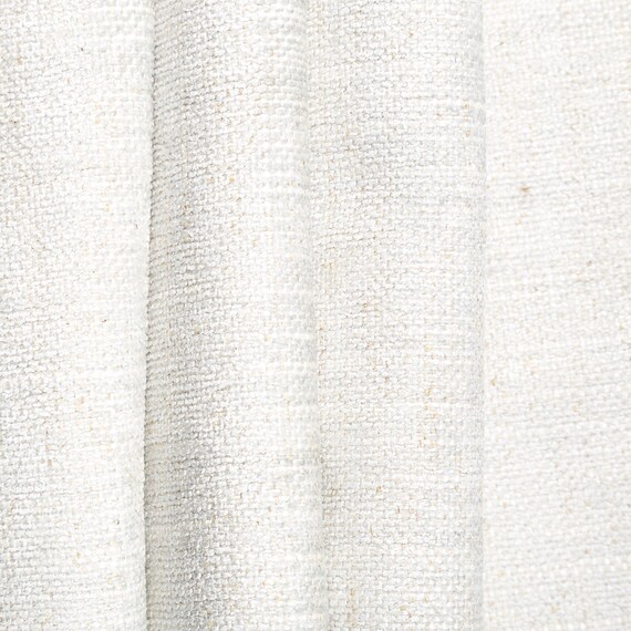 Smoke White Curtain Fabric Linen Blend Textured Plain Chenille Etsy