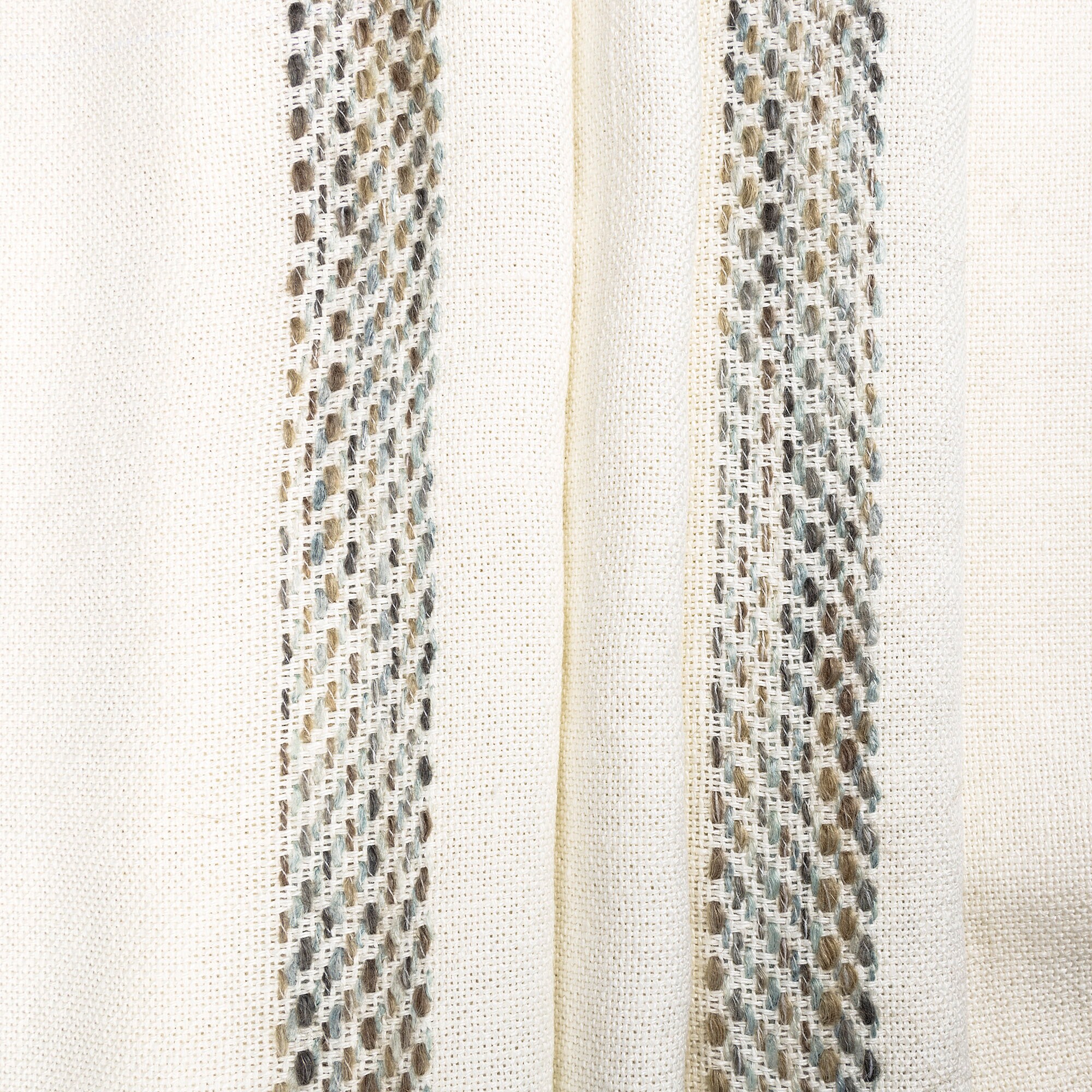 Designer 100 Linen Curtain Fabric Striped 3m Wide Ivory Blue Etsy UK