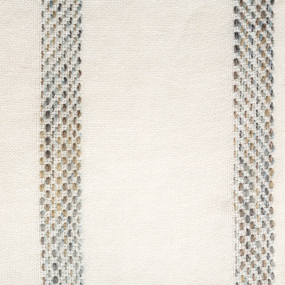 Designer 100 Linen Curtain Fabric Striped 3m Wide Ivory Blue Etsy