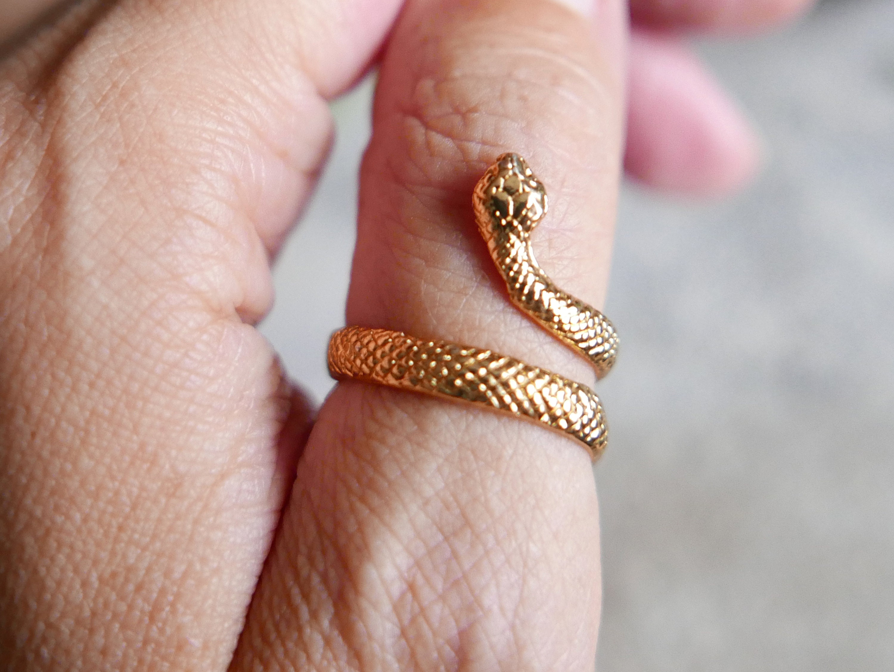 Adjustable gold snake ring for women. Viper ring. Perfect for Etsy