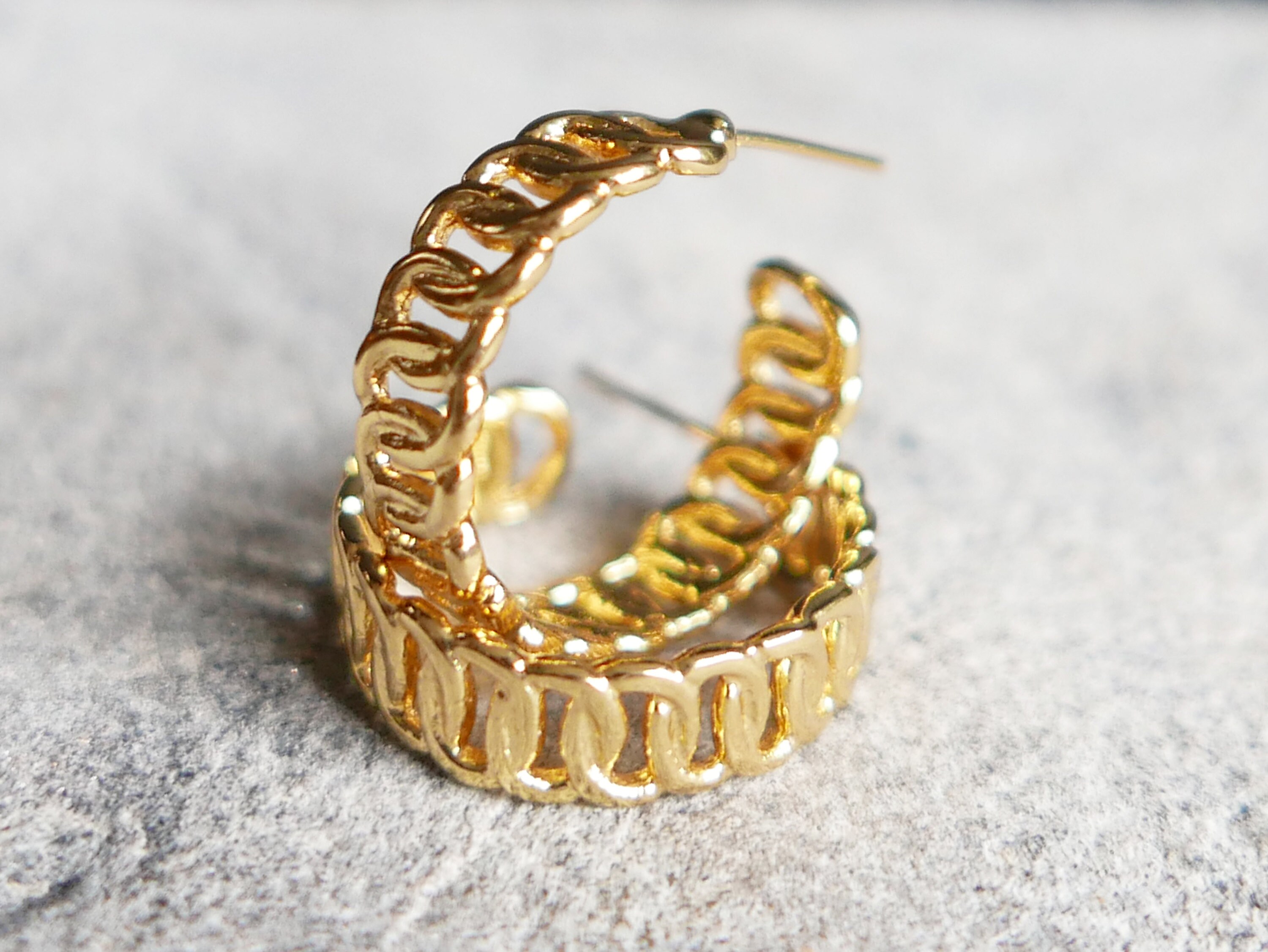 Chain link hoop earrings delicate earrings for everyday. Gold Etsy