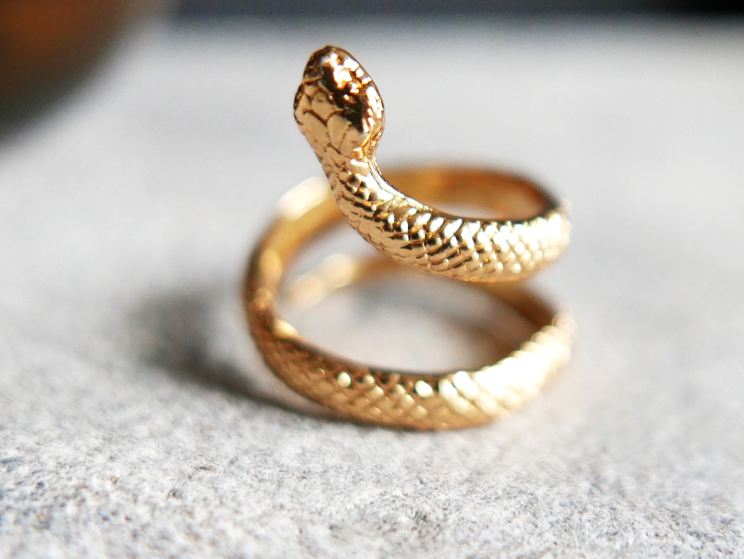 Adjustable gold snake ring for women. Viper ring. Perfect for Etsy