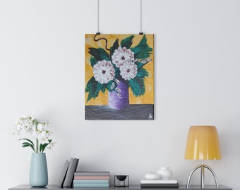 Fiori bianchi in un vaso Giclée Art Print