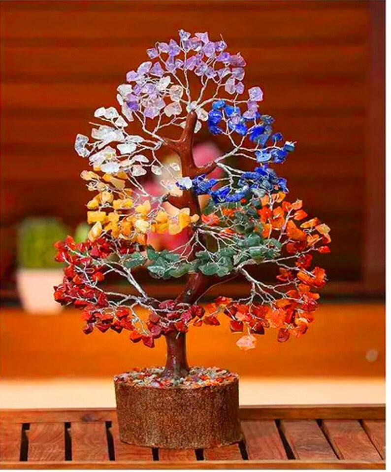 Seven Chakra Tree Handmade Copper Wire Gemstone Tree of Life Etsy