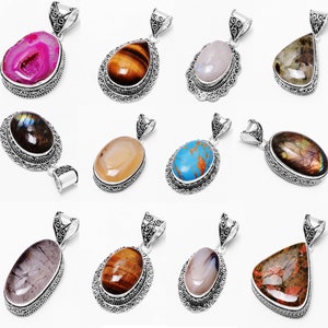 Natural Crystal Pendant, Assorted Gemstone Handmade Pendant Necklace Jewelry For Fashionable, Wholesale Lot Chunky Pendant For Her\Him