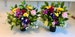 2 x Cemetery Grave Memorial Window Sill Artificial Flower Pot Vibrant Flowers. Flat Backed . Weighted Pots. Flowers glued firmly into place 