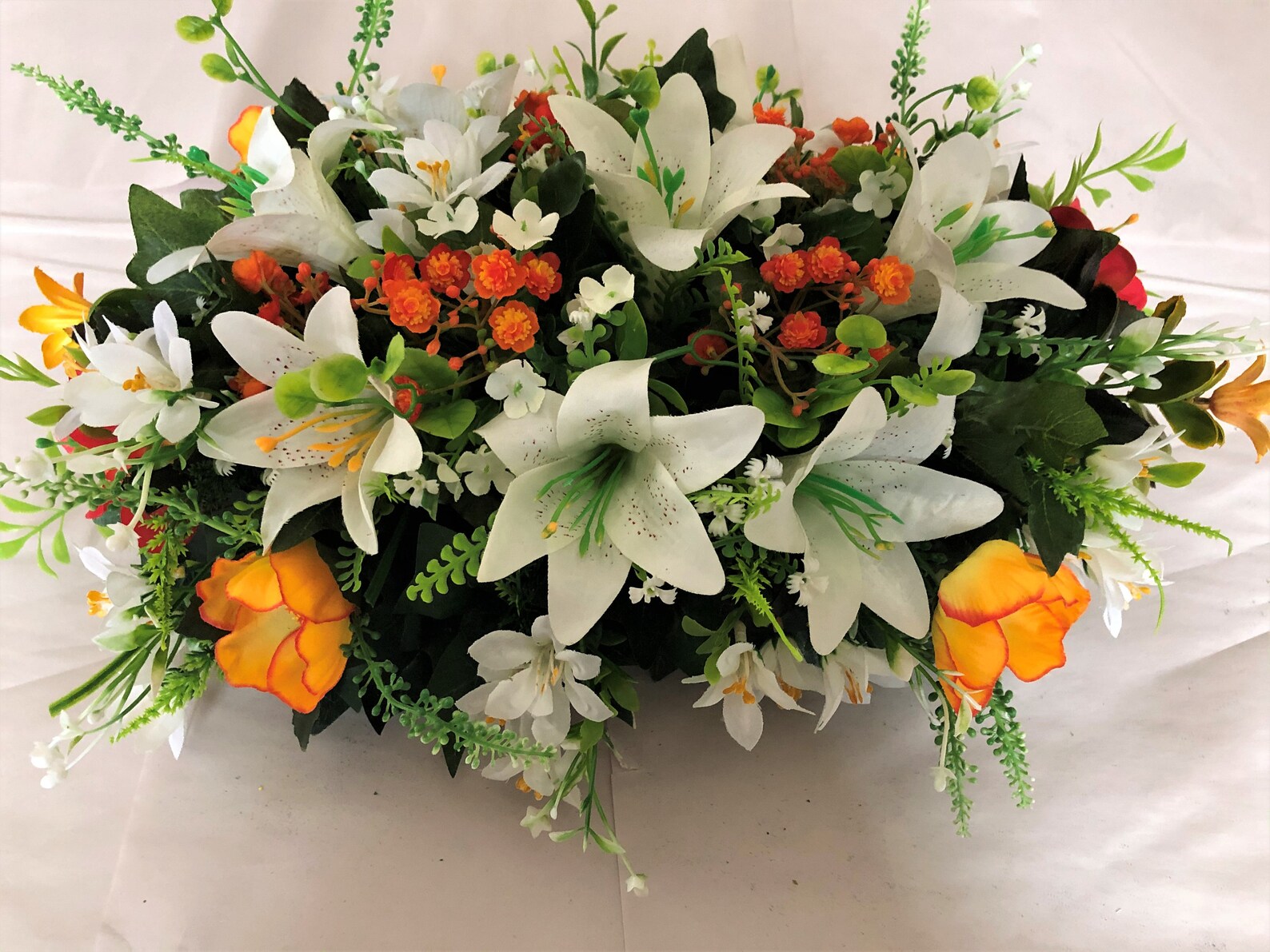 Cemetery Grave Memorial Artificial Silk Flower Mixed Lily Etsy