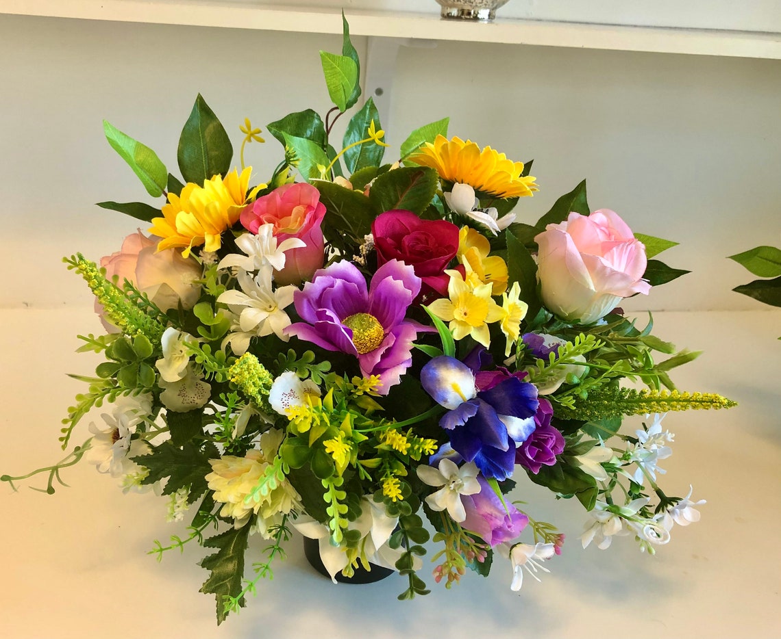 2 X Cemetery Grave Memorial Window Sill Artificial Flower Pot Etsy