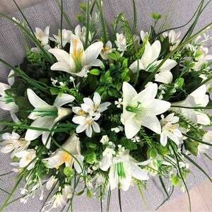 Artificial Silk Flower Mixed Lily Lilies Greenery Table Church Wedding Easter Event  Mother Day Gift Spray