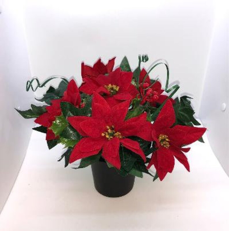 Cemetery Grave Memorial Artificial Flower Pot Christmas Etsy