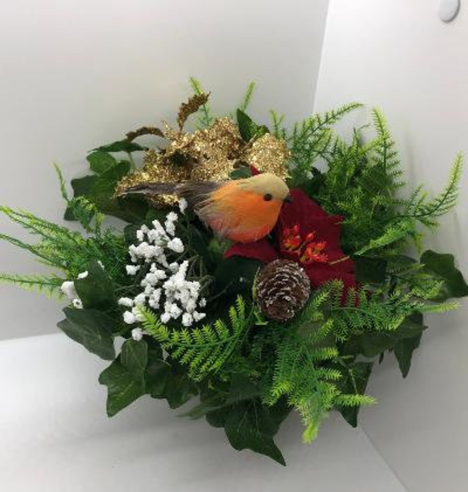 Cemetery Grave Memorial Artificial Flower Pot Christmas Red Etsy