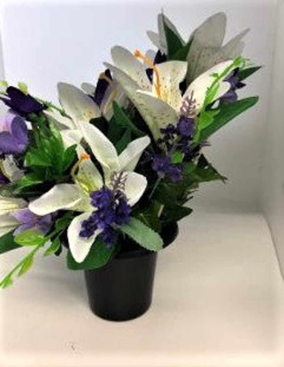 Cemetery Grave Memorial Artificial Flower Pot White & Lilac Etsy