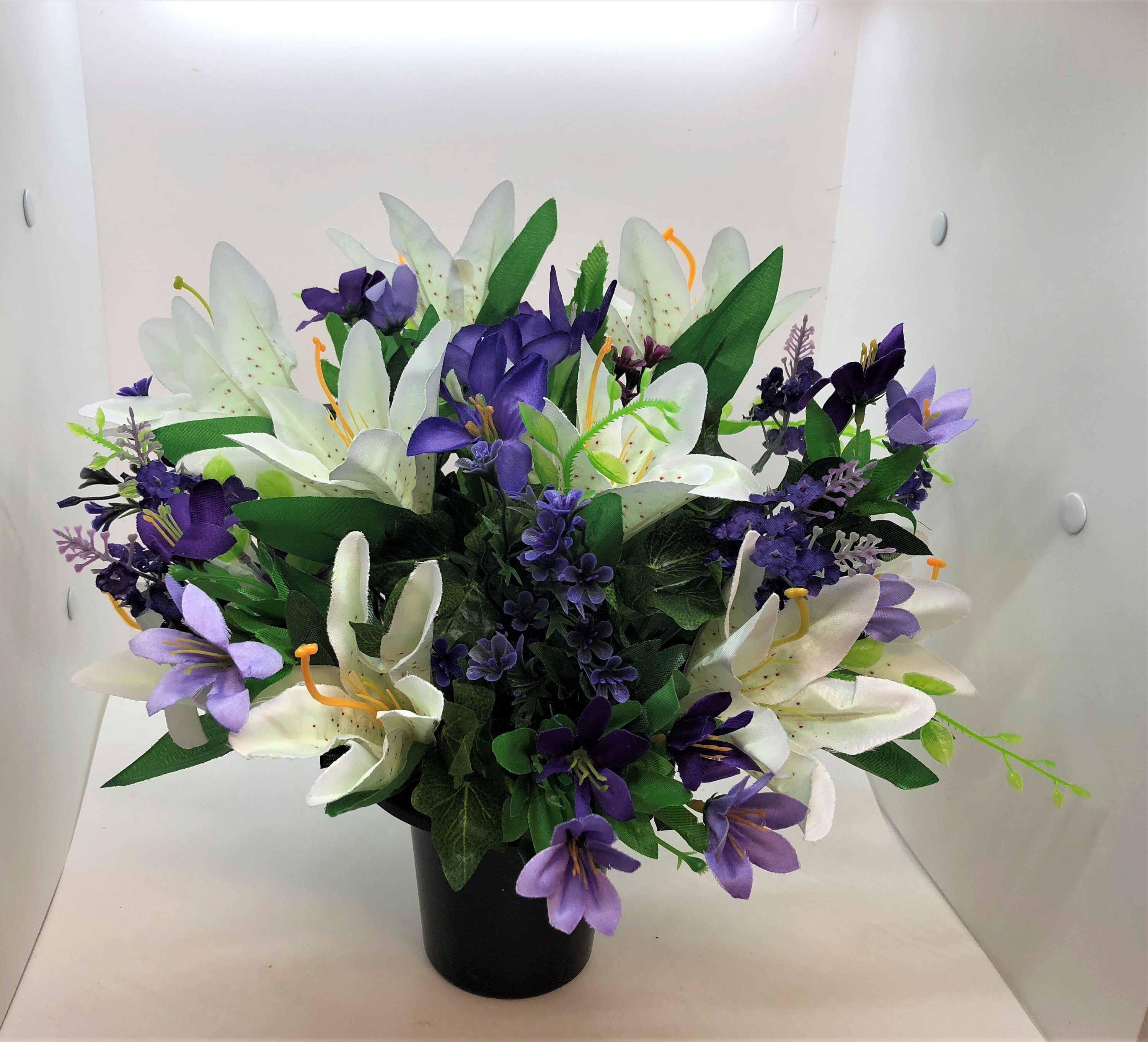 Cemetery Grave Memorial Artificial Flower Pot White & Lilac Etsy