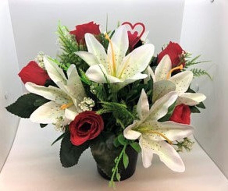 Cemetery Grave Memorial Artificial Flower Pot Traditional Etsy