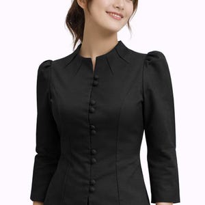 Thai Silk Shirt for Women Black