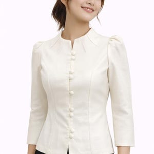 Thai Silk Shirt for Women Ivory