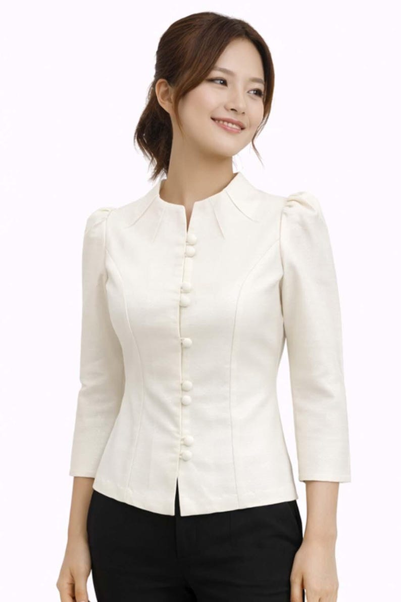 Thai Silk Shirt for Women Ivory