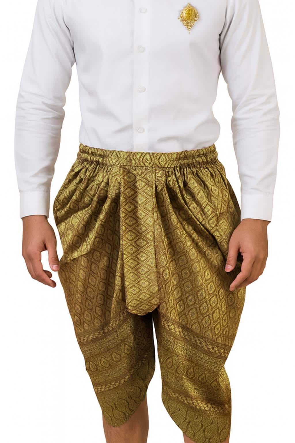 Adults Silk Sarong Pants Men's Women's Traditional Thai Lao Khmer Pants Native Clothing Wedding Attire Formal Ceremonies Outfit Costume