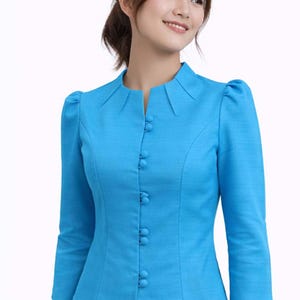 Thai Silk Shirt for Women Blue