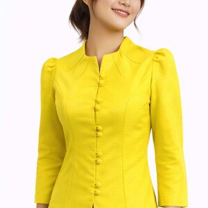 Thai Silk Shirt for Women Light Yellow