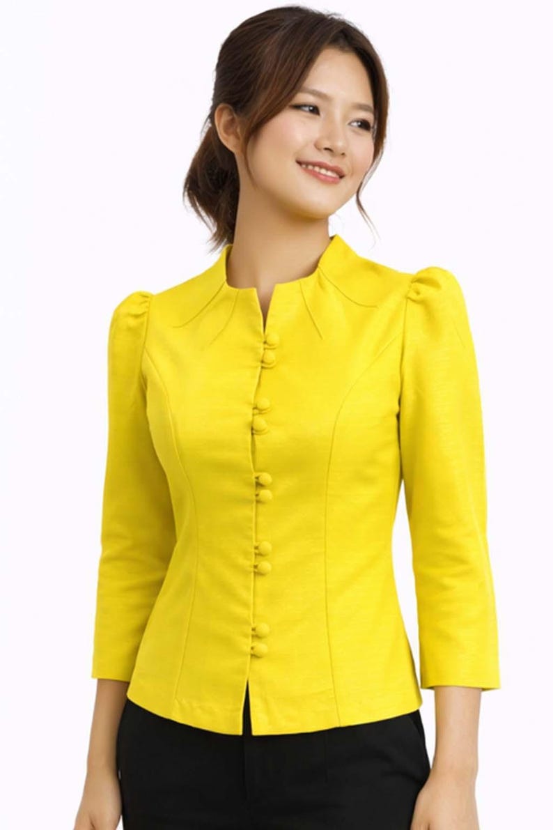 Thai Silk Shirt for Women Light Yellow