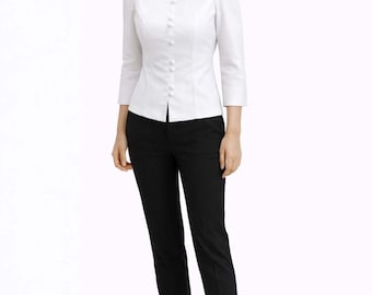 Siam Regal's Pure White Silk Women’s Blouse – Thai Lao Khmer Inspired Shirt with Mandarin Collar & Frog Buttons