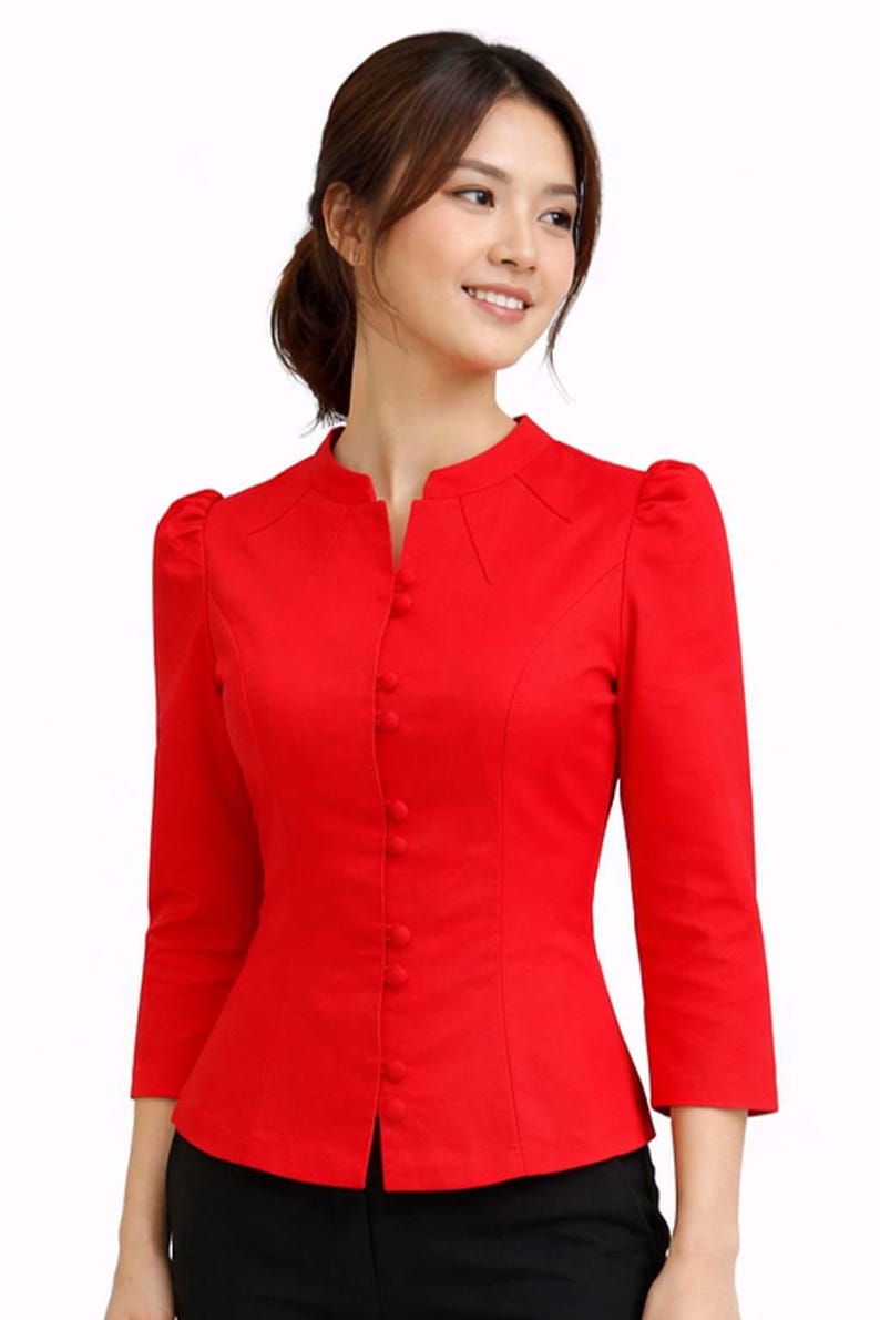Thai Silk Shirt for Women Red
