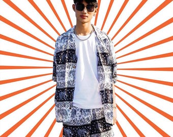 Men&#39;s Elephant Pant Set Shirt & Shorts / Harem / Hippie / Boho / Backpacker Clothing / Thailand / Summer Festivals / Loungewear / Yoga /