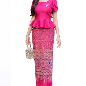 myanmar silk dress design Burmese Dress