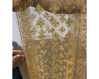Guldglitter Sash-tyg - Genomskinlig Sabai, Sash, Pabiang, Sjal, Axelduk För Thailändsk/Khmer Brudklänning Bröllopsexamen 1 Meter +