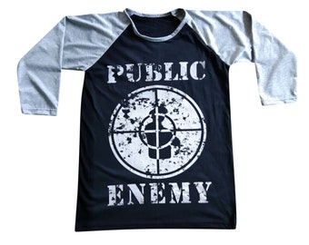 Unisex // Public Enemy // Raglan // 3/4 Sleeve // Baseball T-Shirt