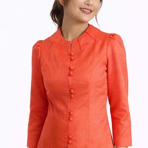 Thai Silk Shirt for Women Orange
