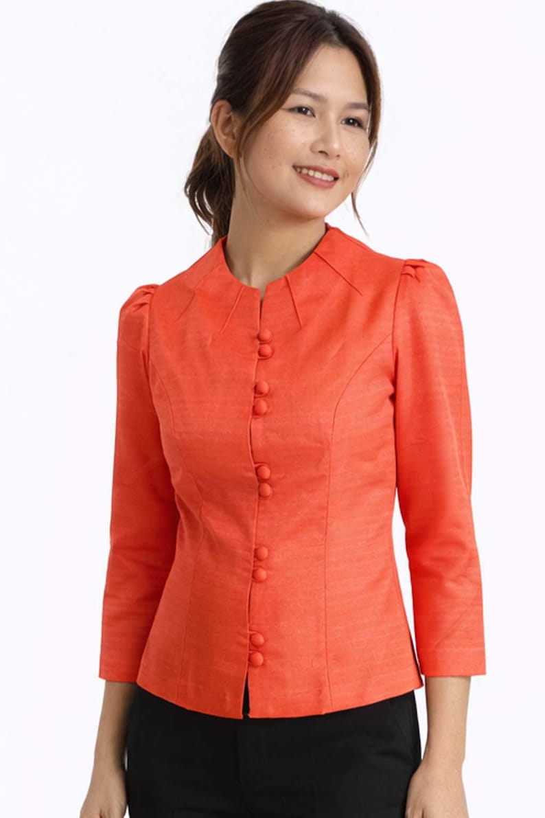 Thai Silk Shirt for Women Orange