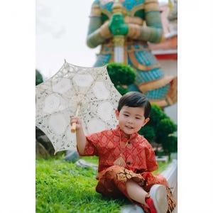 Boys traditional Thai/Lao/Khmer Outfit Set Shirt Sarong Skirt Native Thailand Clothing